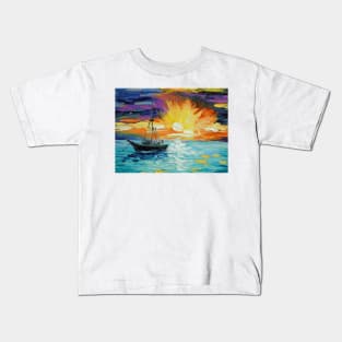 Sailboat at dawn Kids T-Shirt